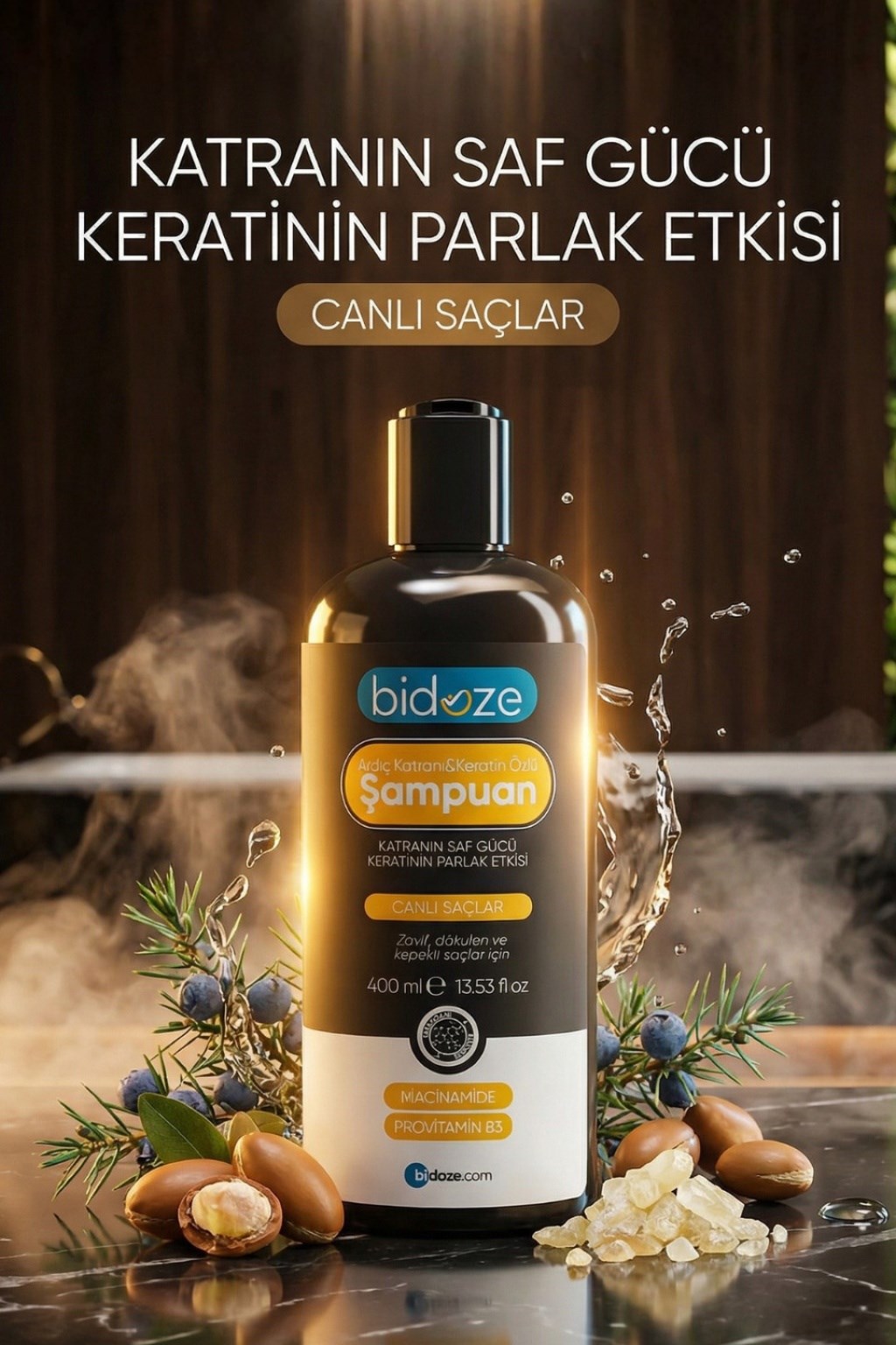 Bidoze Ardıç Katranı & Keratin Şampuanı 400 Ml | Kepek, Kaşıntı ve Dökülme Karşıtı