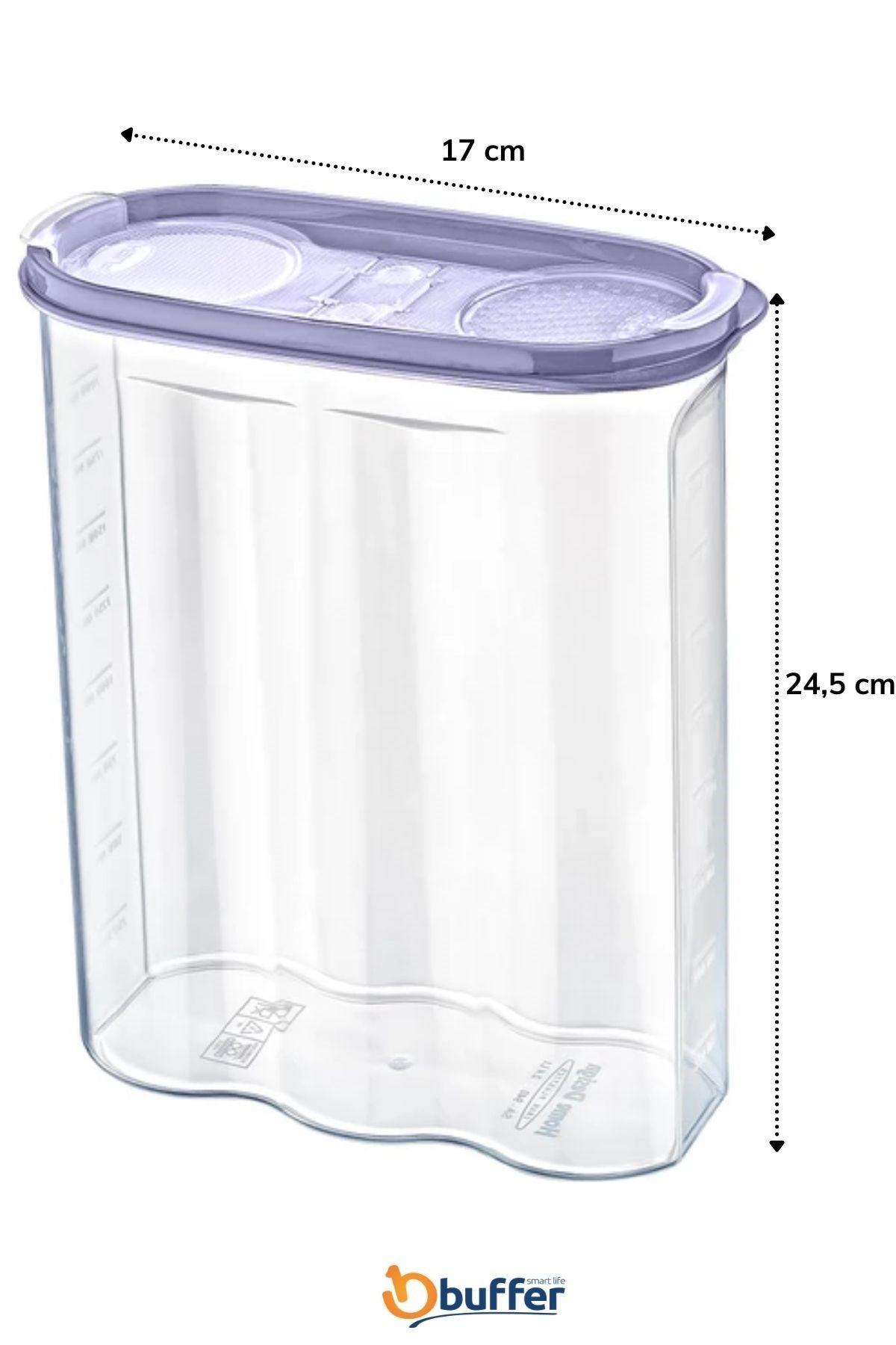 ANKAVERSE® 2,4 Litre Çift Kapaklı Ölçekli Kuru Gıda Saklama Kabı - SA940