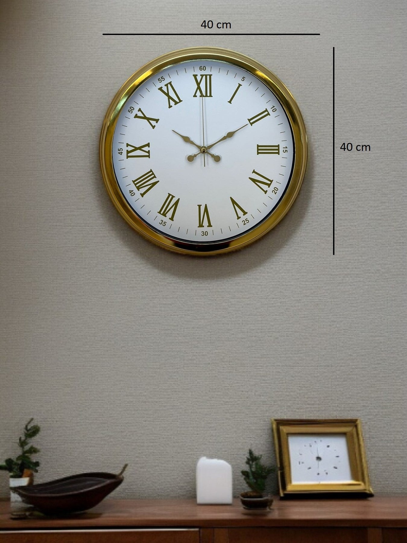 Zentime Royal White Gold 40 Cm Metal Duvar Saati