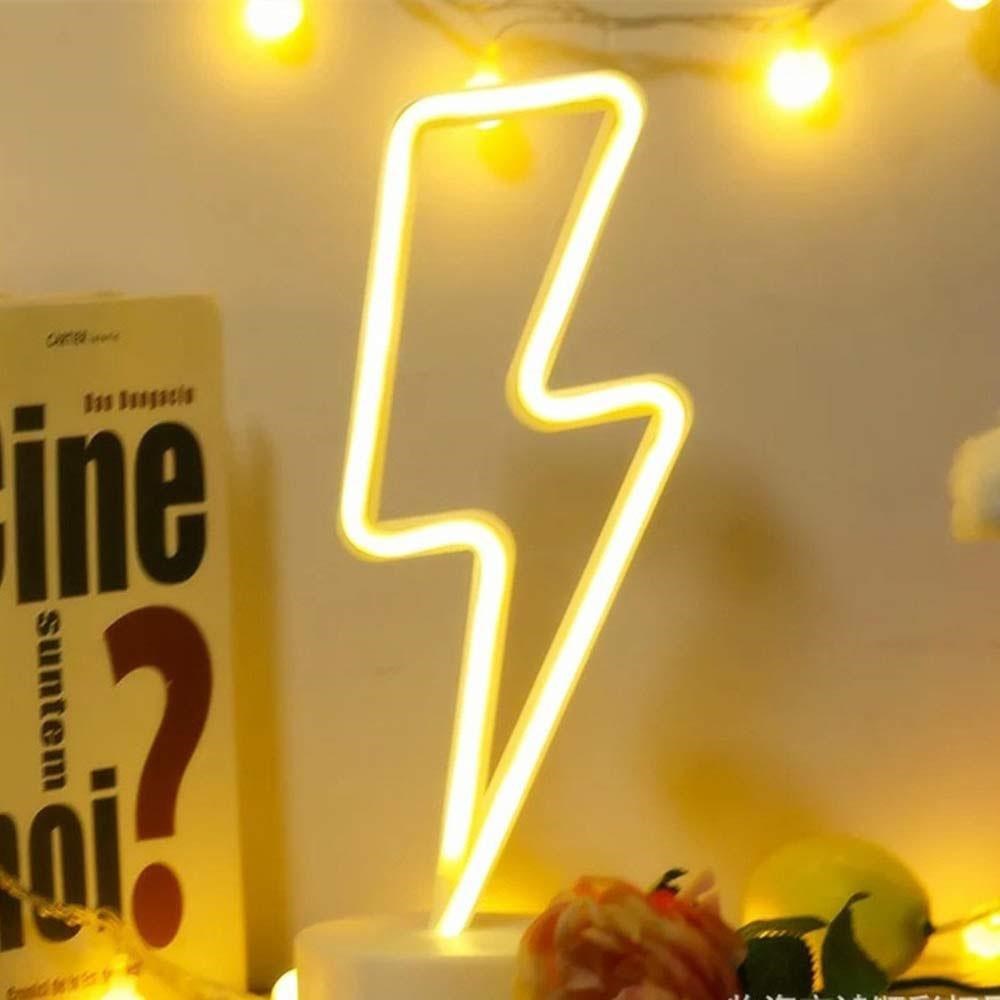 ANKAVERSE® Dekoratif Şimşek Şeklinde Pilli Neon Led Lamba Süs Masa Lambası