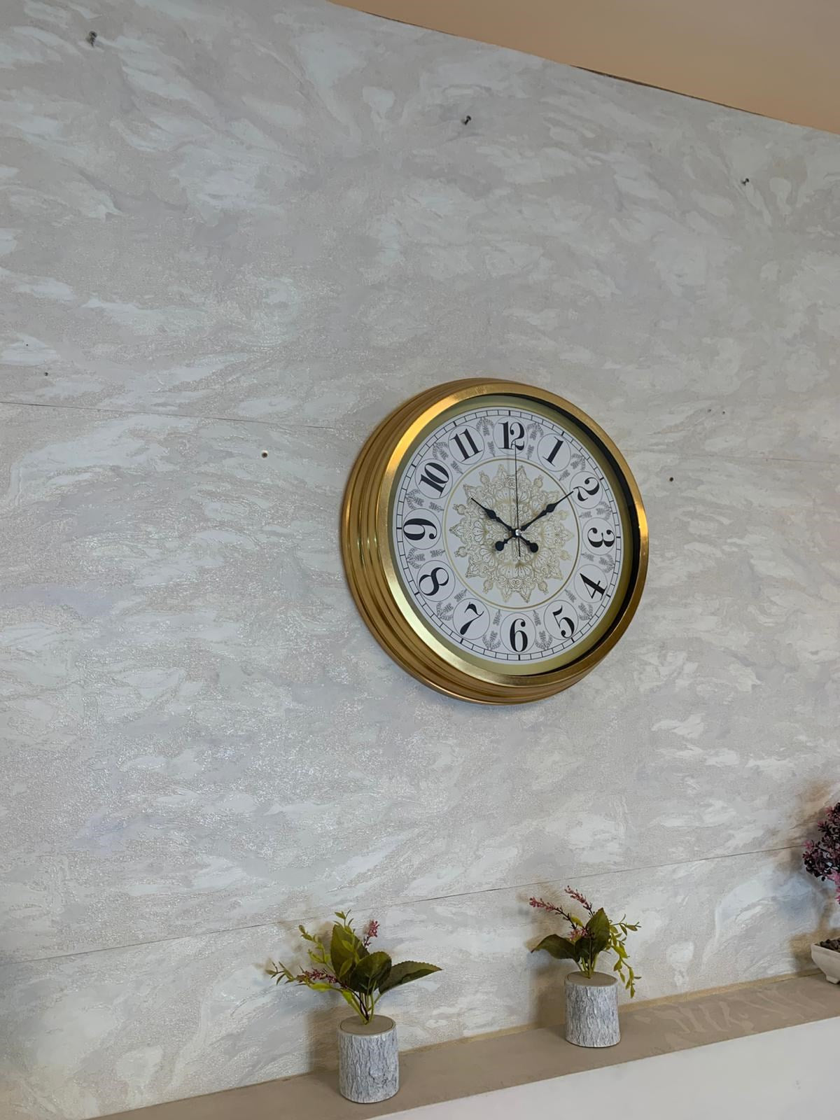 Zentime Gold Zarif 40 Cm Metal Duvar Saati