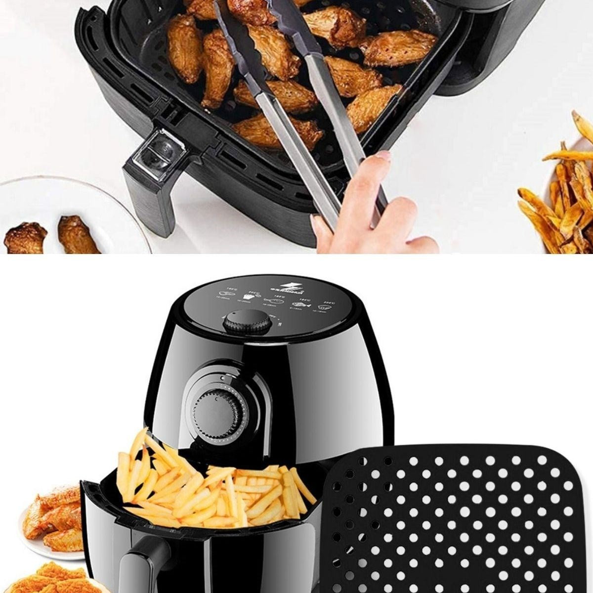 ANKAVERSE® Siyah Silikon Airfryer ve Fırın Matı - Isıya Dayanıklı, 21.5 cm Kare