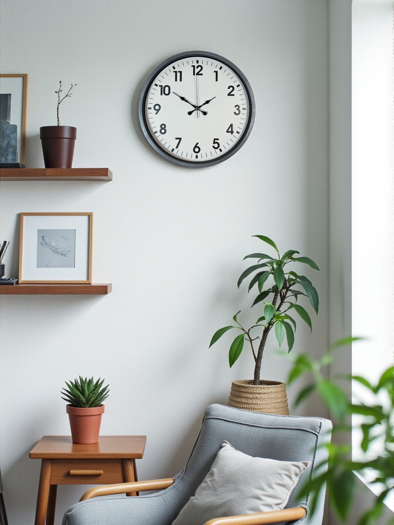 Zentime 36 Cm Gri Dekoratif Duvar Saati