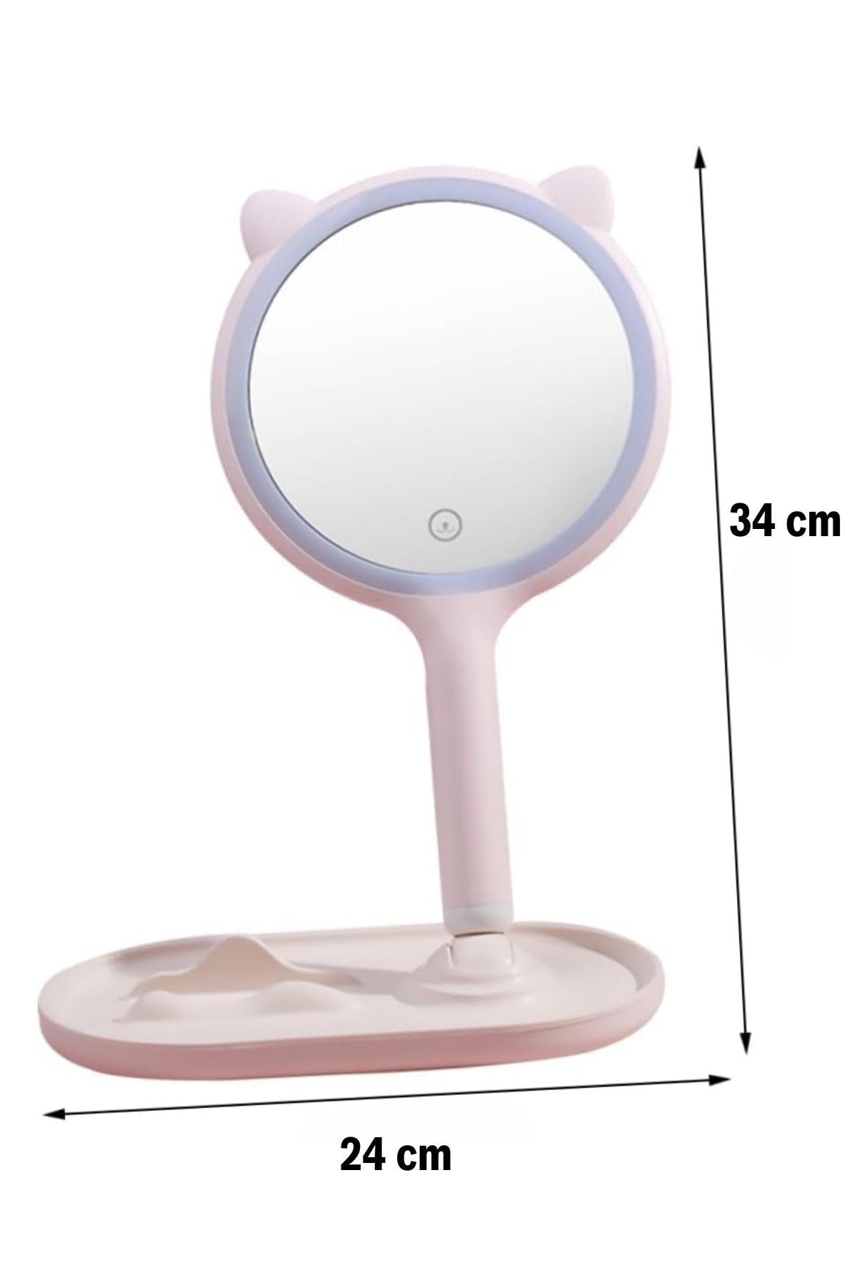 ANKAVERSE® Kedi Kulaklı LED Makyaj Aynası ve Telefon Standı