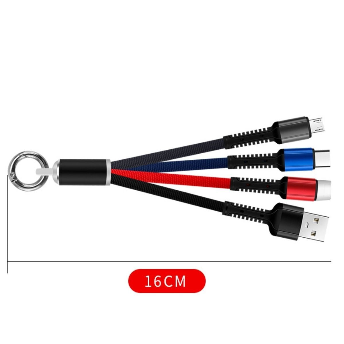 ANKAVERSE® Işıklı 3'ü 1 Arada Anahtarlık Şarj Kablosu - Micro, Type-C & Lightning Uyumlu
