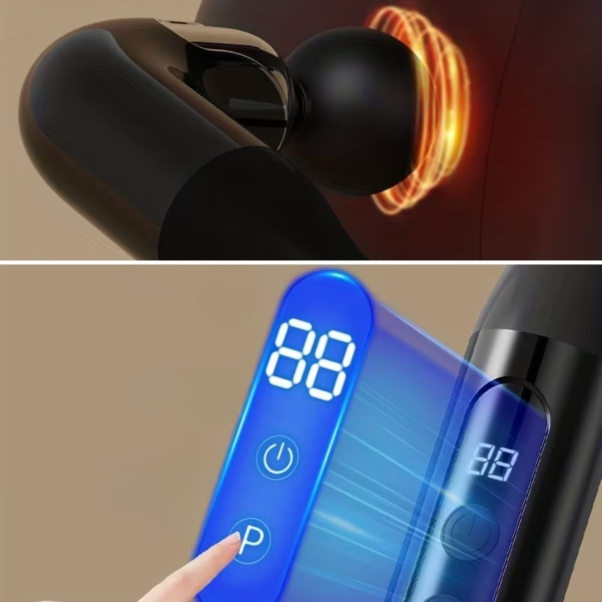 ANKAVERSE® 4 Farklı Başlıklı Uzun Saplı Derin Doku Masaj Tabancası, Boyun, Omuz ve Sırt için Ergonomik Saplı Çoklu Masaj Modlu Taşınabilir Masaj Aleti
