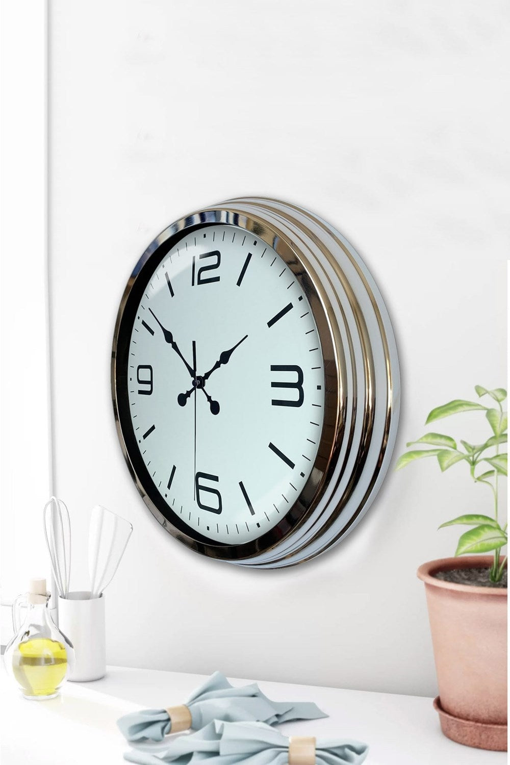 Zentime Prestij Krom Metal 40 Cm Duvar Saati