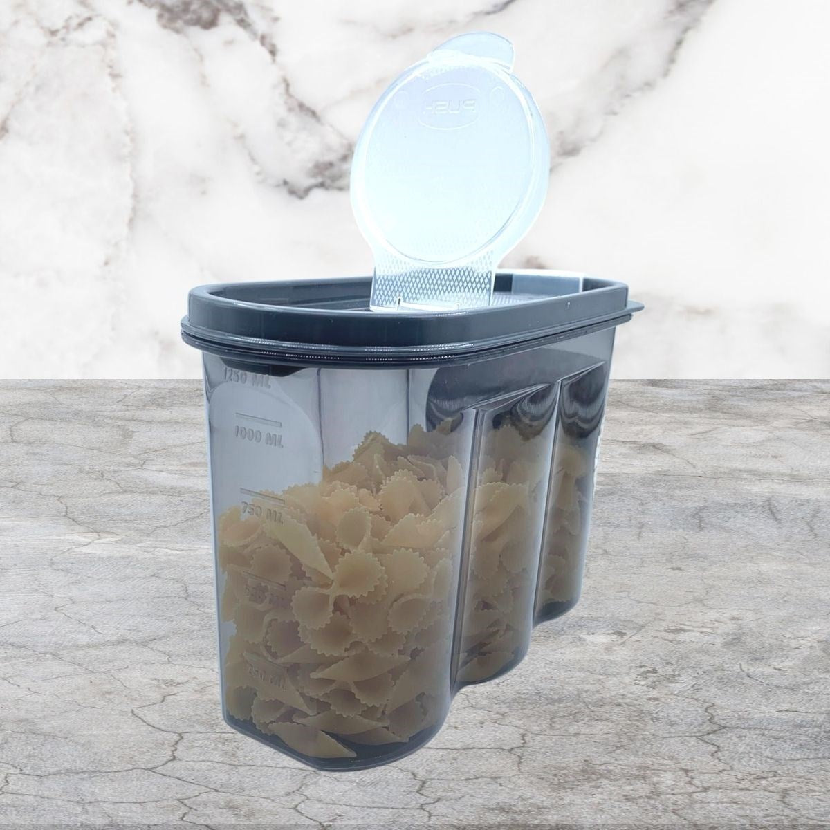 ANKAVERSE® Çift Kapaklı Ölçekli Saklama Kabı - 1.2L