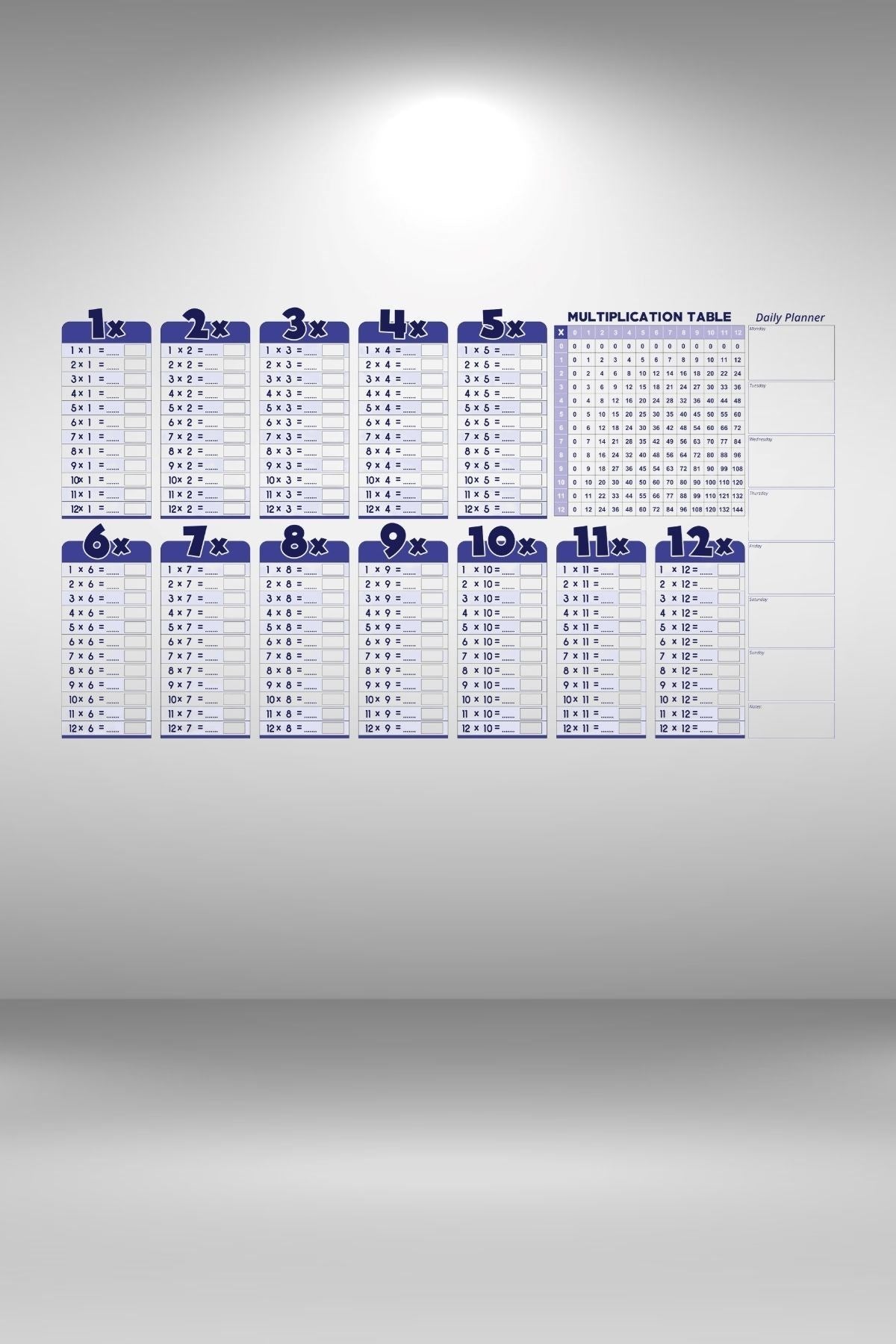 ANKAVERSE® Statik Akıllı İngilizce Çarpım Tablosu - 100x56 cm (Silgili Kalem Hediyeli)