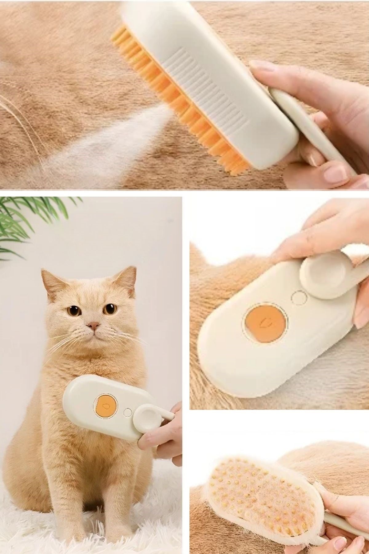 ANKAVERSE®  Saplı Su Püskürtmeli Kedi Köpek Fırçası Masaj Etkili Tüy Toplama Tarağı