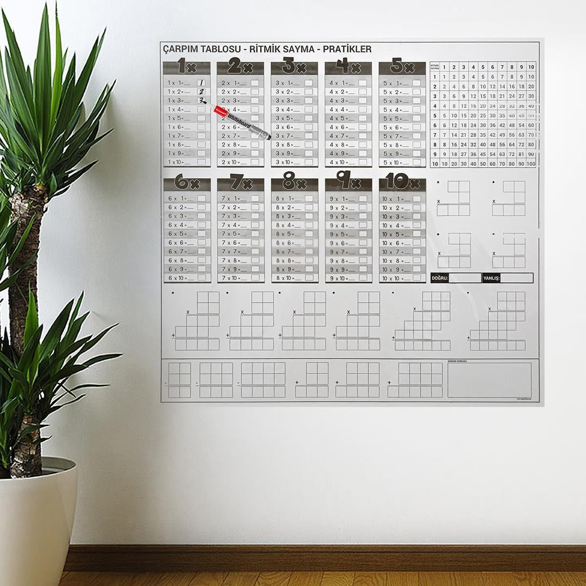 ANKAVERSE® Manyetik Çarpım Tablosu Duvar Sticker'ı - 105x100 cm