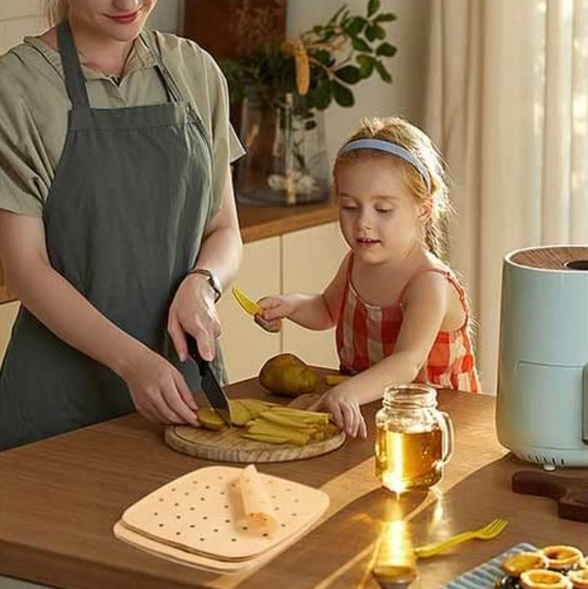 ANKAVERSE® 250 Adet Delikli Air Fryer Pişirme Kağıdı - Yağ Geçirmez ve Yapışmaz