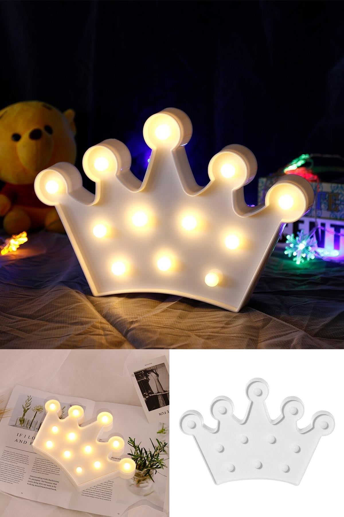 ANKAVERSE® 3D Dekoratif Pilli Kraliçe Tacı Model Led Masa ve Gece Lambası
