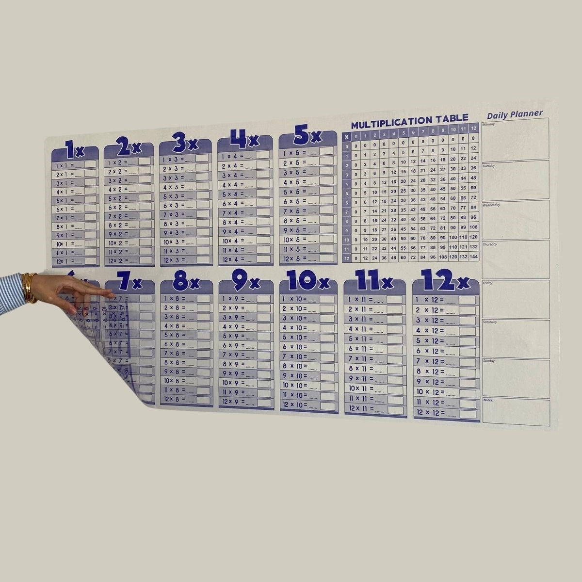 ANKAVERSE® Statik Akıllı İngilizce Çarpım Tablosu - 100x56 cm (Silgili Kalem Hediyeli)