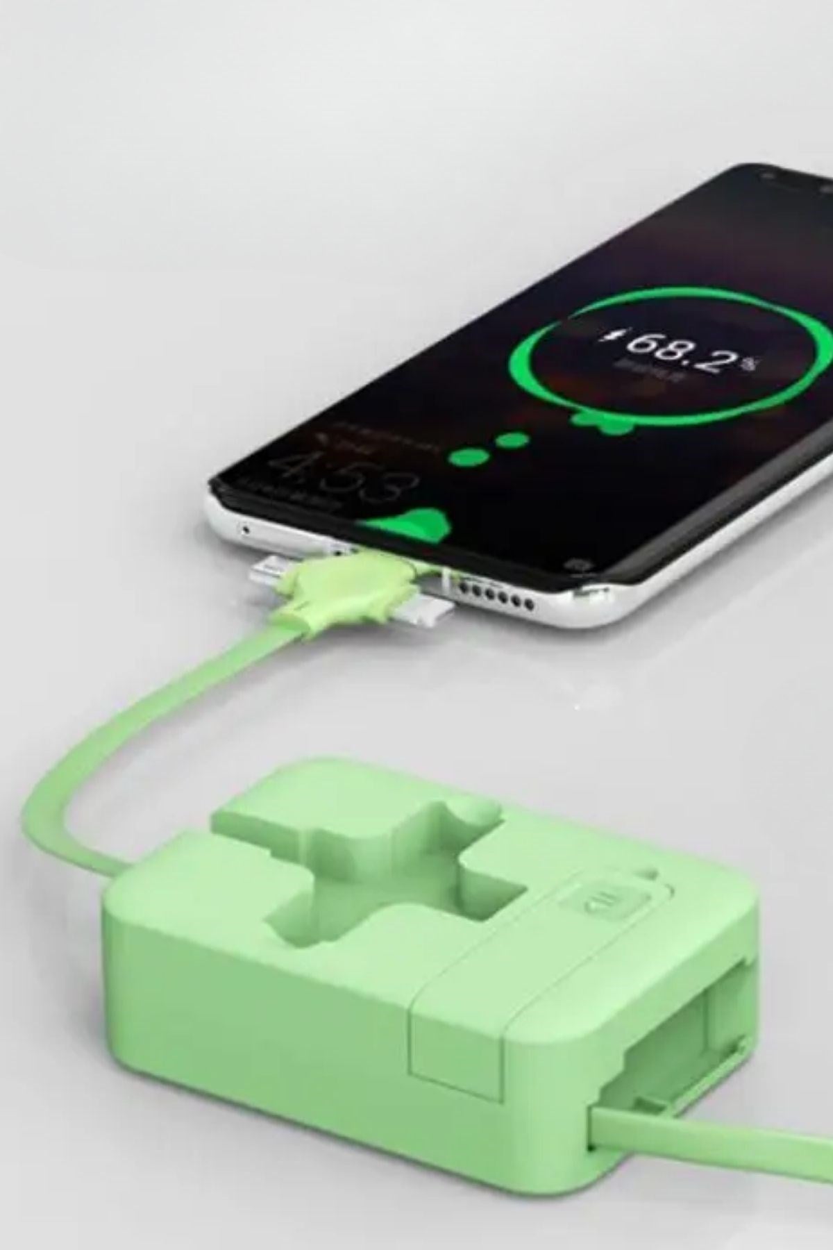 ANKAVERSE® Cep Tipi Telefon Tutuculu Makaralı Uzayıp Kısalabilen 3'ü 1 Arada USB Şarj Kablosu