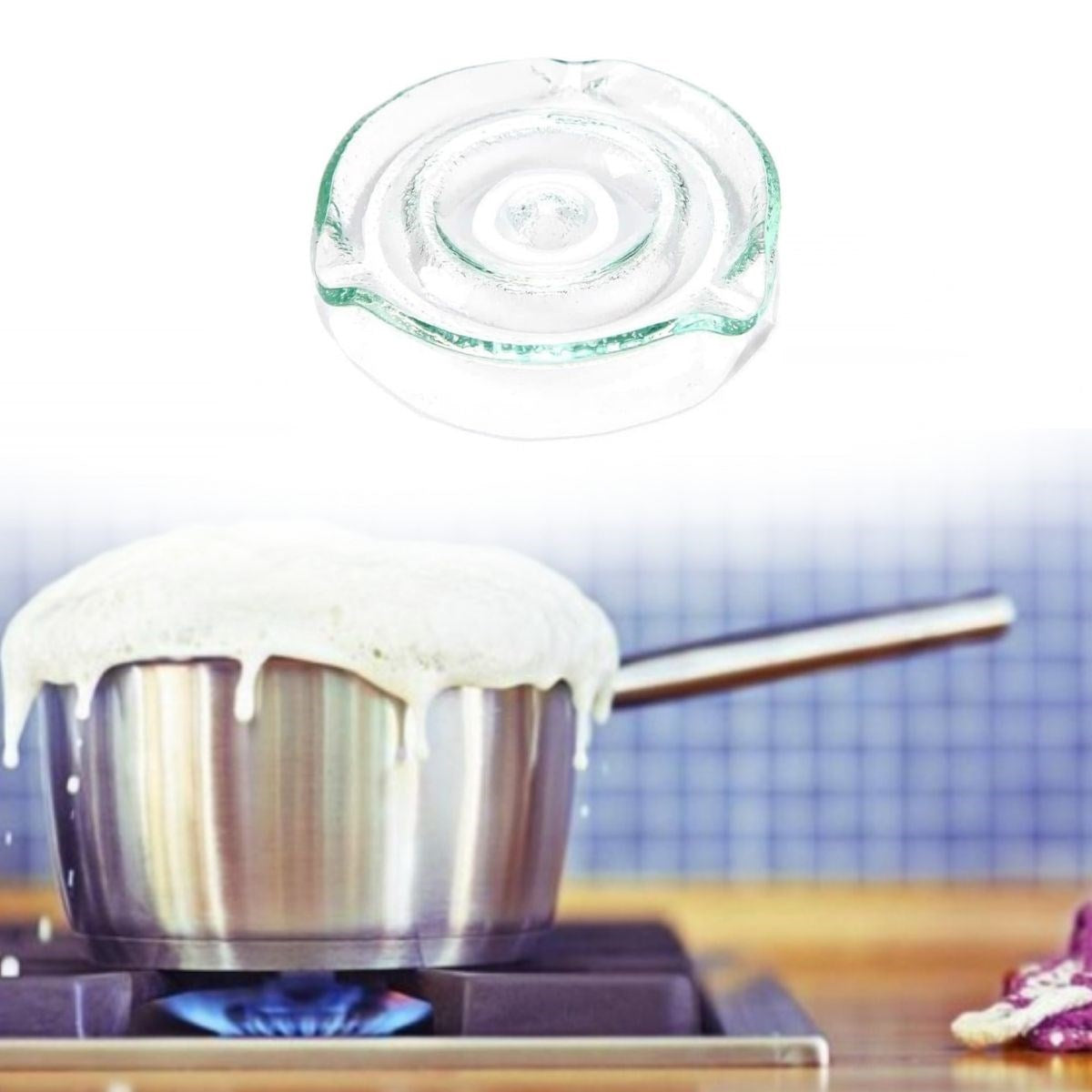 ANKAVERSE® Cam Süt Kaynatma ve Taşma Önleyici Aparat – Süt Taşırmaz Güvenli Kaynatma,Isıya Dayanıklı Cam