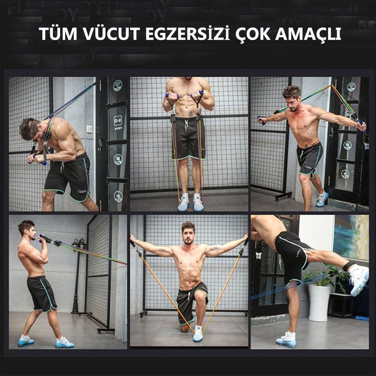 ANKAVERSE® 11 Parça Lateks Egzersiz Bandı Çekme Halatı Egzersiz Seti