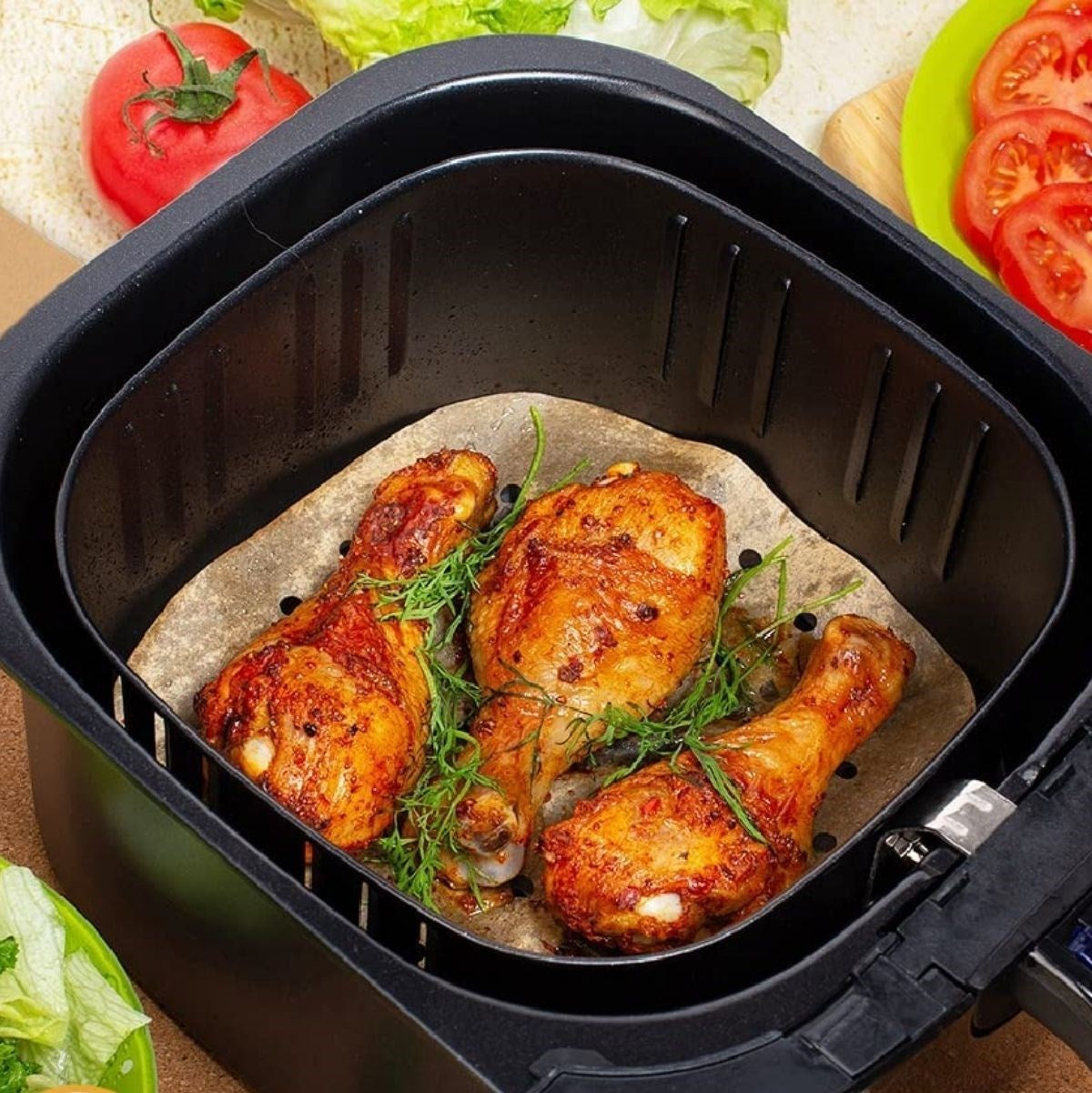 ANKAVERSE® 250 Adet Delikli Air Fryer Pişirme Kağıdı - Yağ Geçirmez ve Yapışmaz