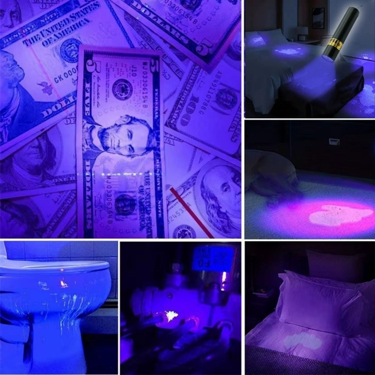 ANKAVERSE® Mini Cep Boy USB İle Şarj Olan Oje Kurutucu Sahte Para Kontol LED UV Mor Işık El Feneri