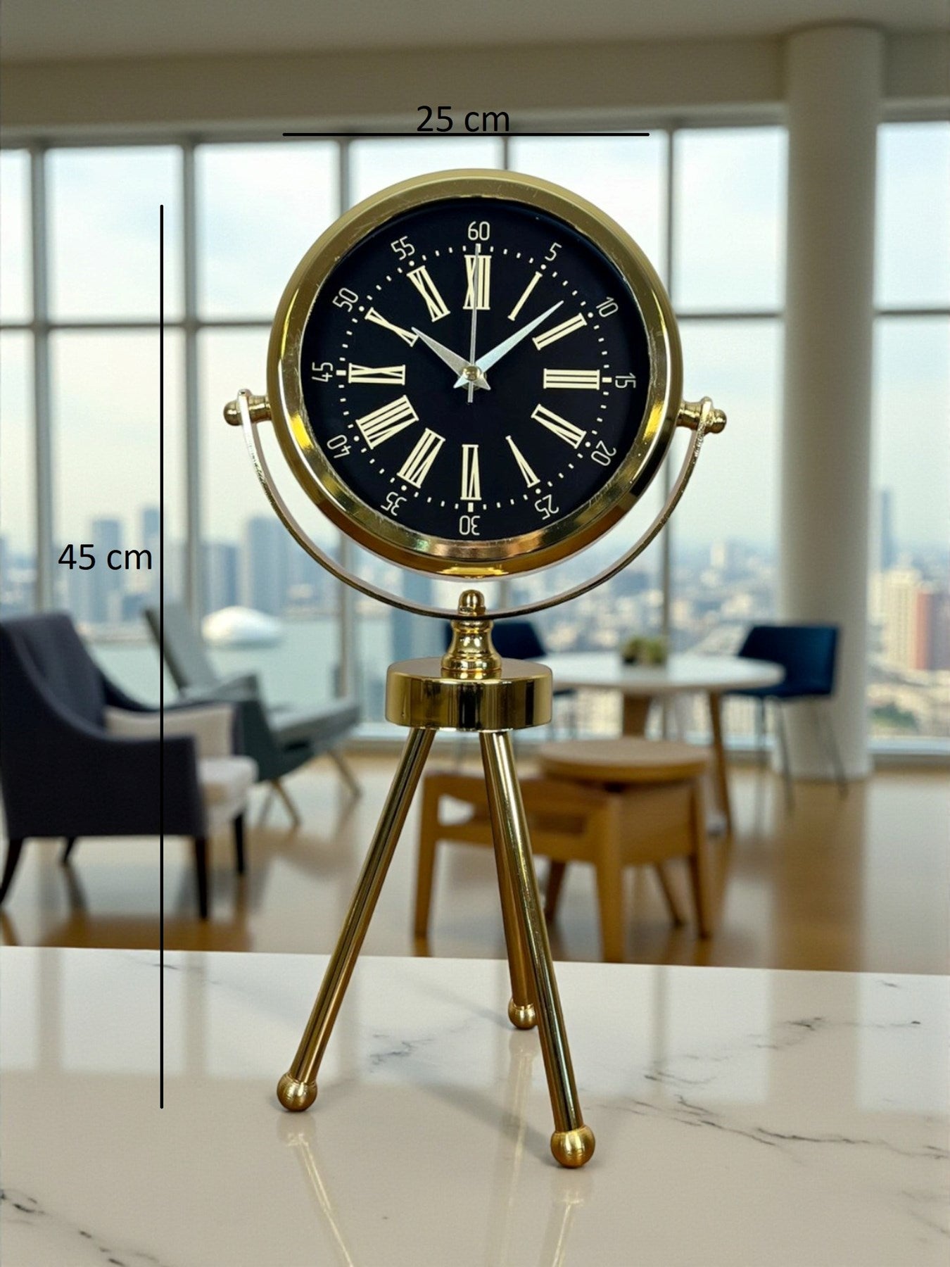 Zentime Imperial Gold Üç Ayaklı Metal Masa Saati