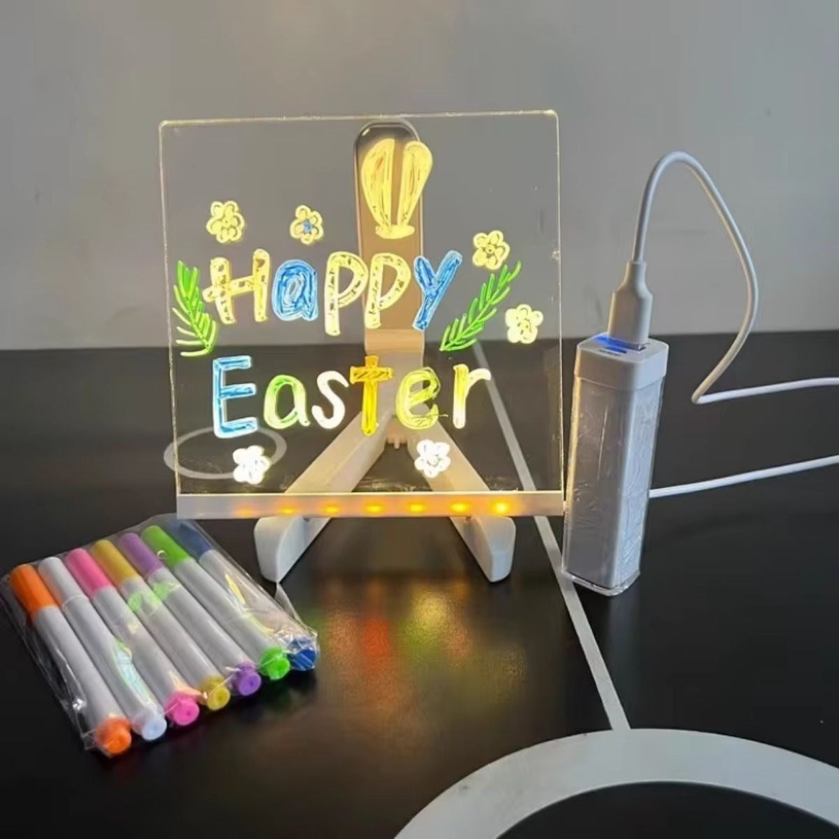 ANKAVERSE® LED Işıklı Fosforlu Yazı Panosu - 20x20 cm