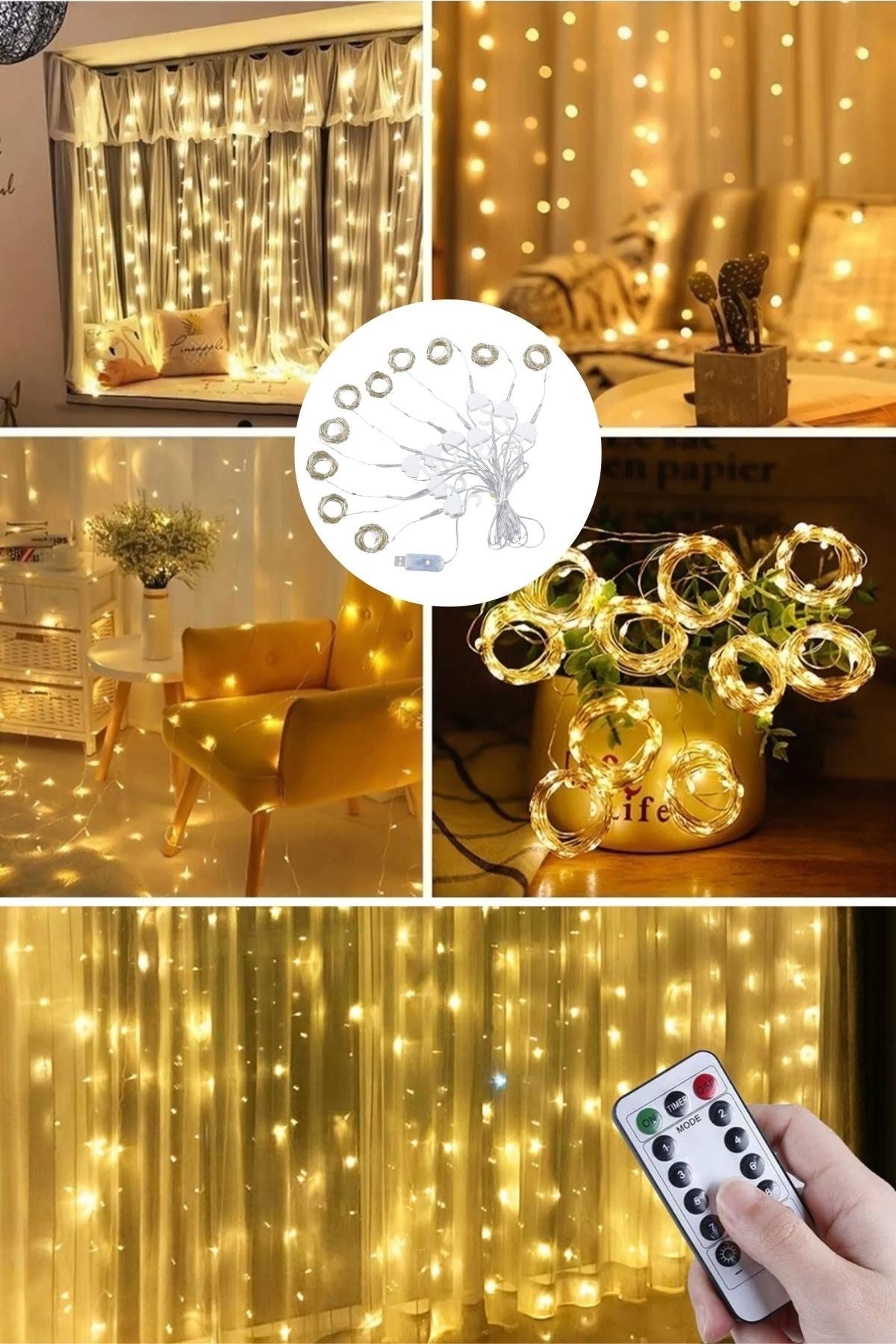 ANKAVERSE® 3x3m Uzaktan Kumandalı Peri LED Perde Işığı