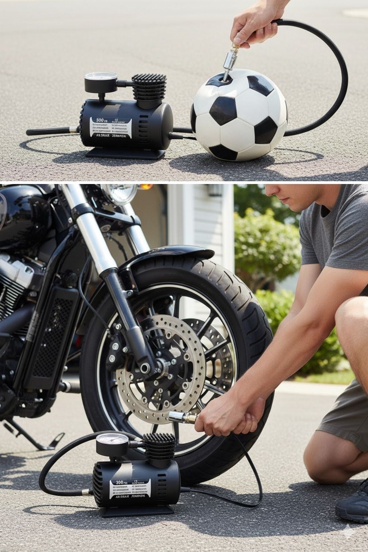 ANKAVERSE® 300 PSI Güçlü Taşınabilir Hava Kompresörü–Araba, Motosiklet, Bisiklet ve Top Şişirme İçin Çakmaklıklı Lastik Şişirme Pompası