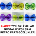 70li 80li Yıllar Nostalji Yeşilçam Retro Parti Gözlükleri 6 Adet (5286)