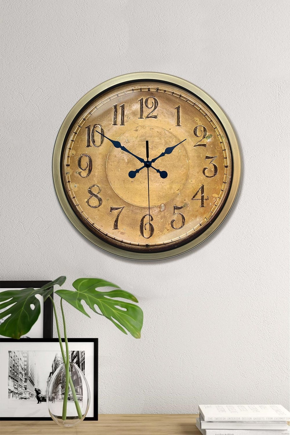 Zentime Bronz Nostalji 40 Cm Metal Eskitme Duvar Saati