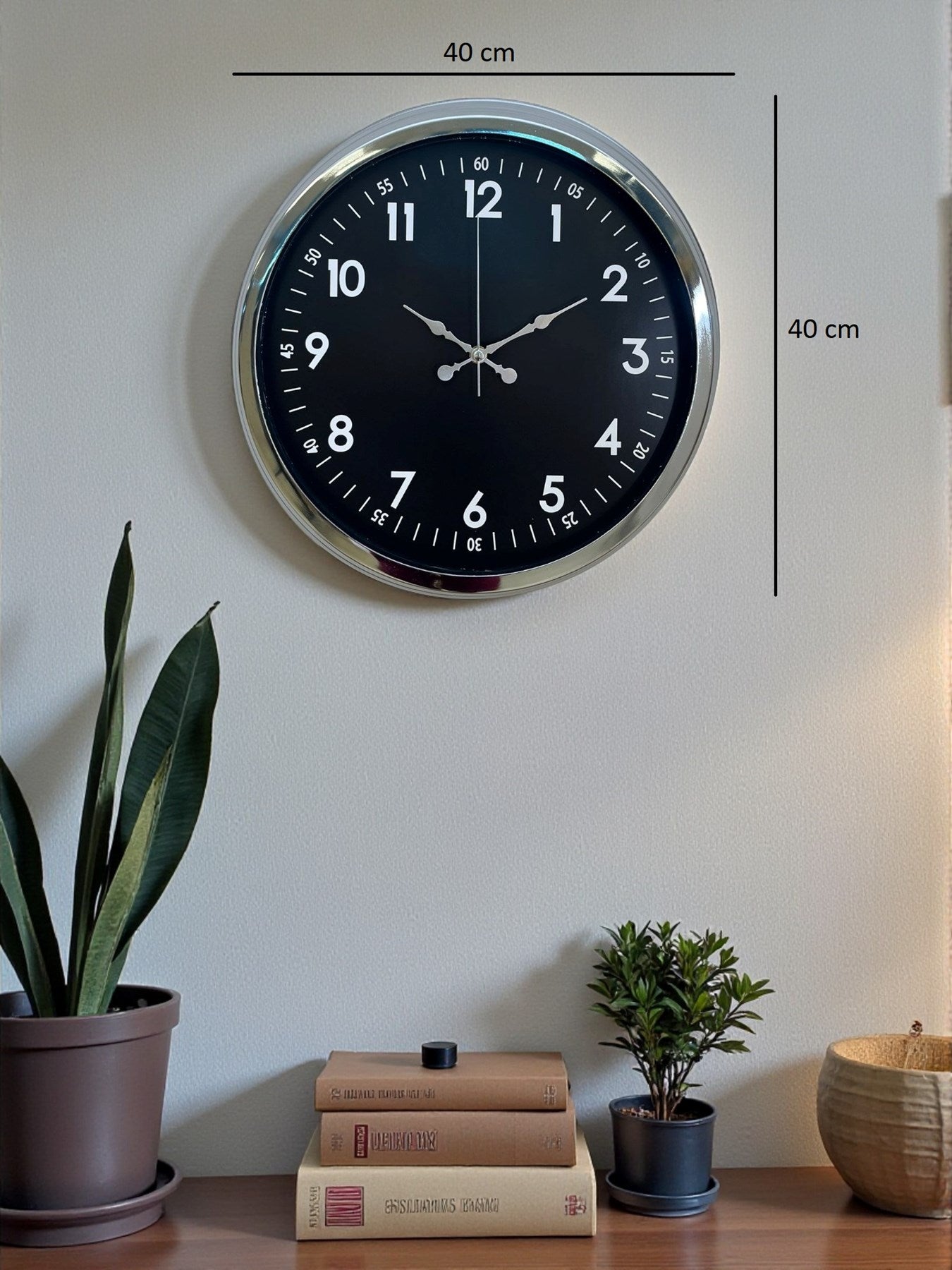 Zentime Klasik 40 Cm Krom Şık Metal Duvar Saati
