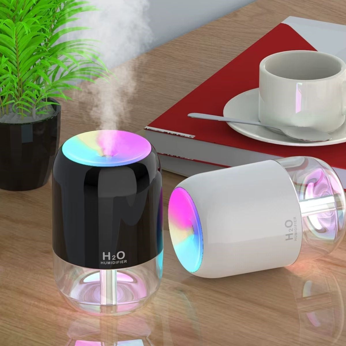 H2O Model Şeffaf Hazneli Hava Nemlendirici-Ultrasonik Soğuk Buhar Makinesi, LED Işıklı Masaüstü Oda Nemlendirici [ANKAVERSE]