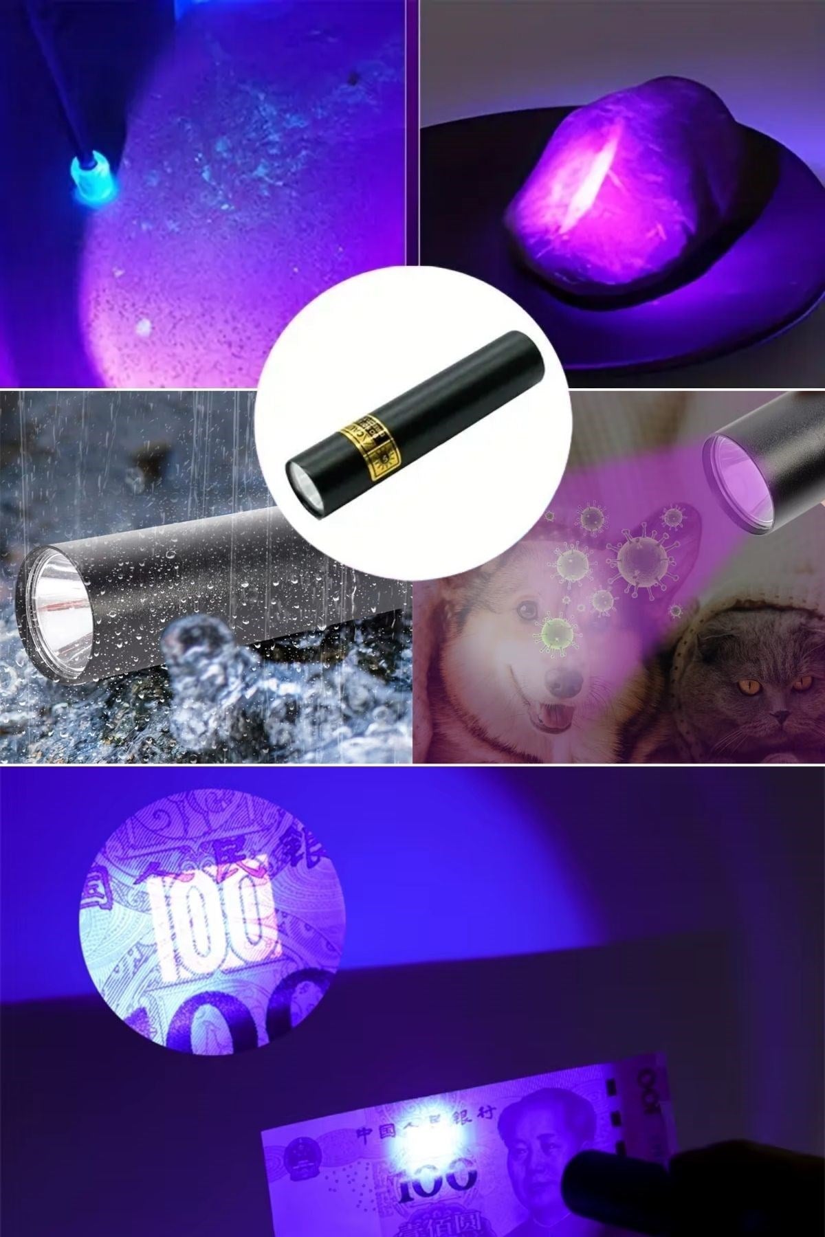 ANKAVERSE® Mini Cep Boy USB İle Şarj Olan Oje Kurutucu Sahte Para Kontol LED UV Mor Işık El Feneri