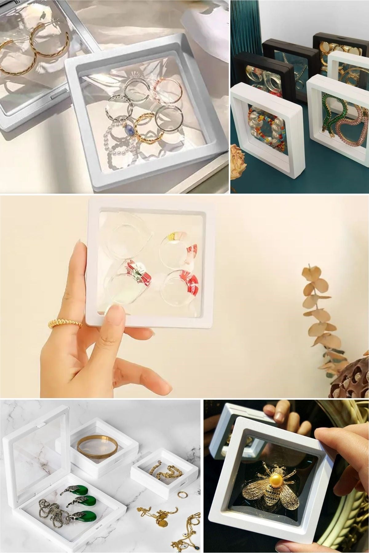 ANKAVERSE® 11x11cm Standlı 3D Takı Ziynet Hatıra Koleksiyon Saklama Kutusu Şeffaf Film Çerçevesi