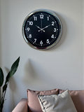 Zentime Modern 40 Cm Metal Krom Standart Duvar Saati