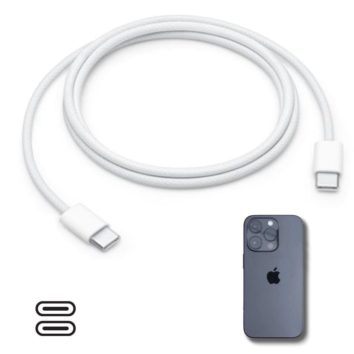 ANKAVERSE® iPhone 15/15 Pro Hasır Örgü Type-C Hızlı Şarj Kablosu (1m)