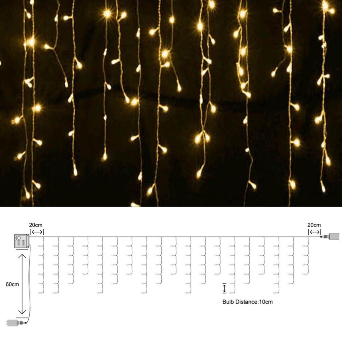 ANKAVERSE® 8 Modlu 16 Saçaklı LED Perde Işığı (Günışığı, 3m)