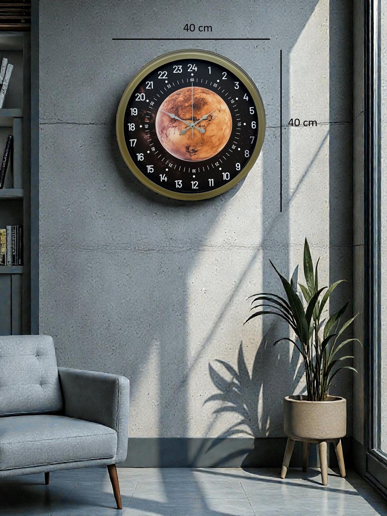 Zentime 40 Cm Eskitme Metal 24 Saat Göstergeli Özel Tasarım Duvar Saati
