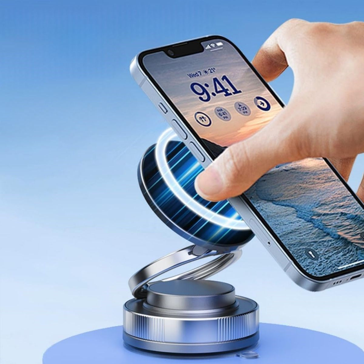 ANKAVERSE® Vakumlu Manyetik Telefon Tutucu – Güçlü Vakum 360° Döner Araç İçi Telefon Standı, Ultra Sabit Manyetik Destekli Mobil Cihaz Aparatı