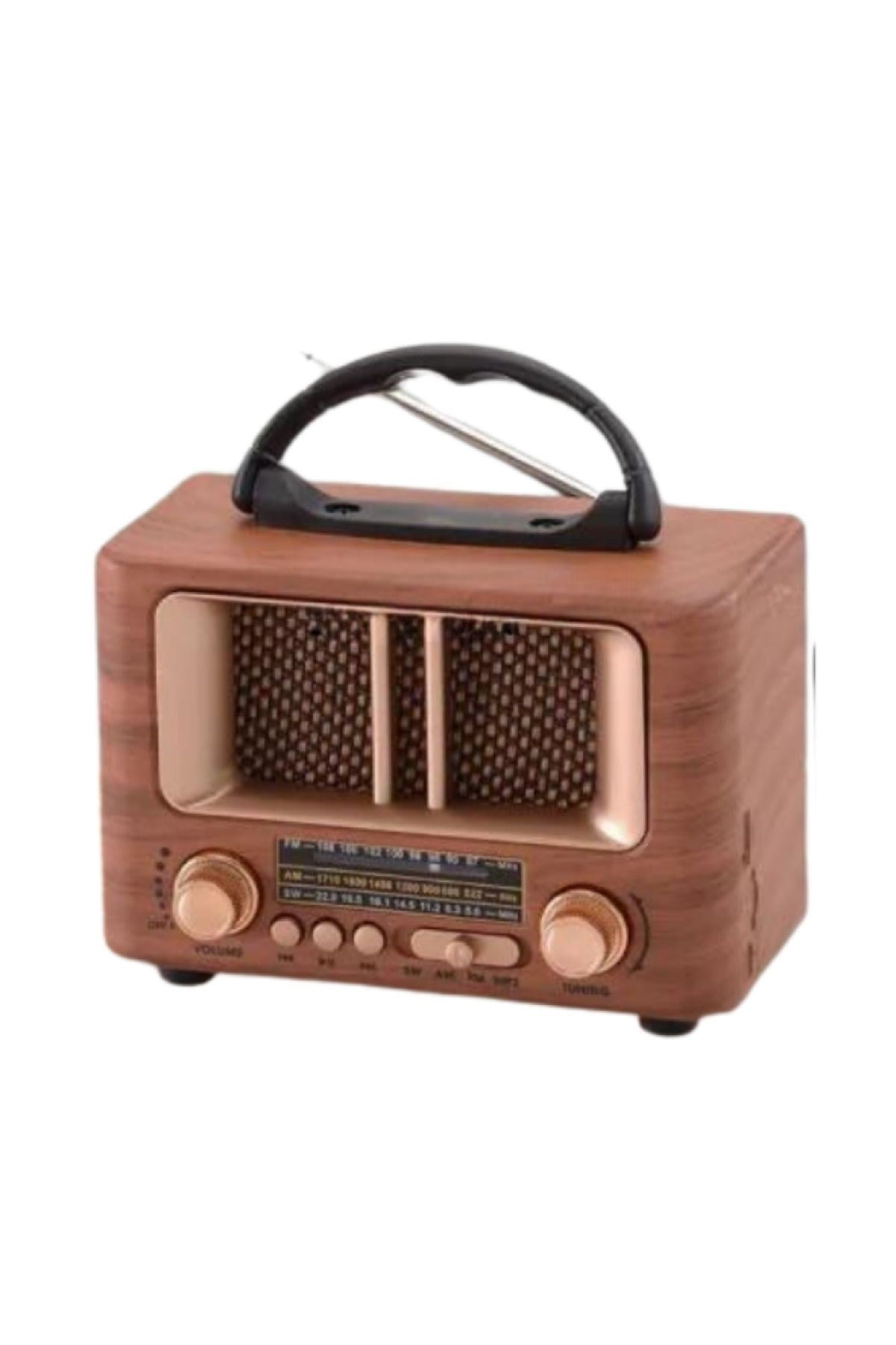 ANKAVERSE® Küçük Mini Boy Retro Ahşap Tasarım Bluetooth Hoparlörlü Radyo - FM/AM Destekli, Şarjlı ve Taşınabilir Radyo NS-8108