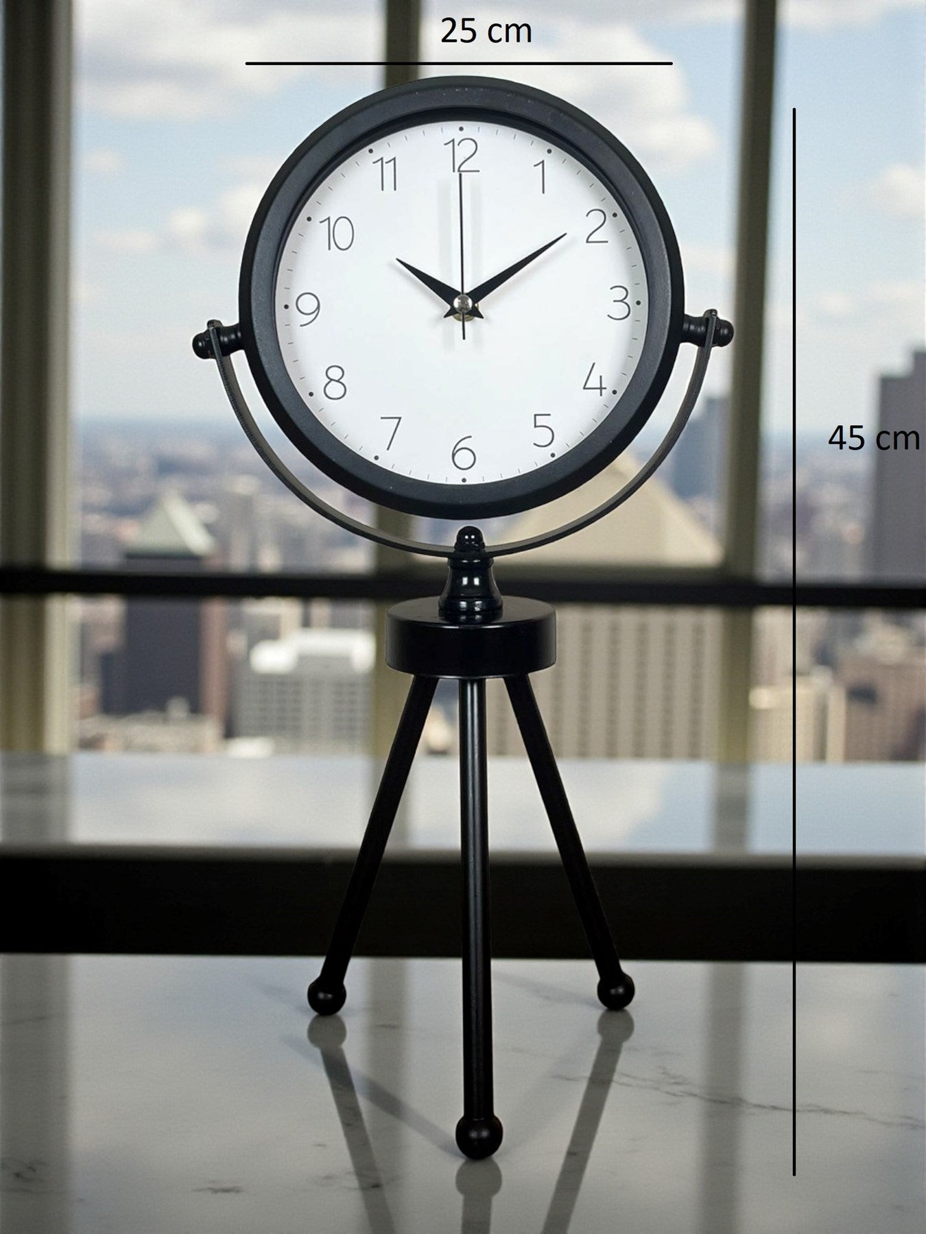 Zentime Black Classic Dekoratif Üç Ayaklı Masa Saati