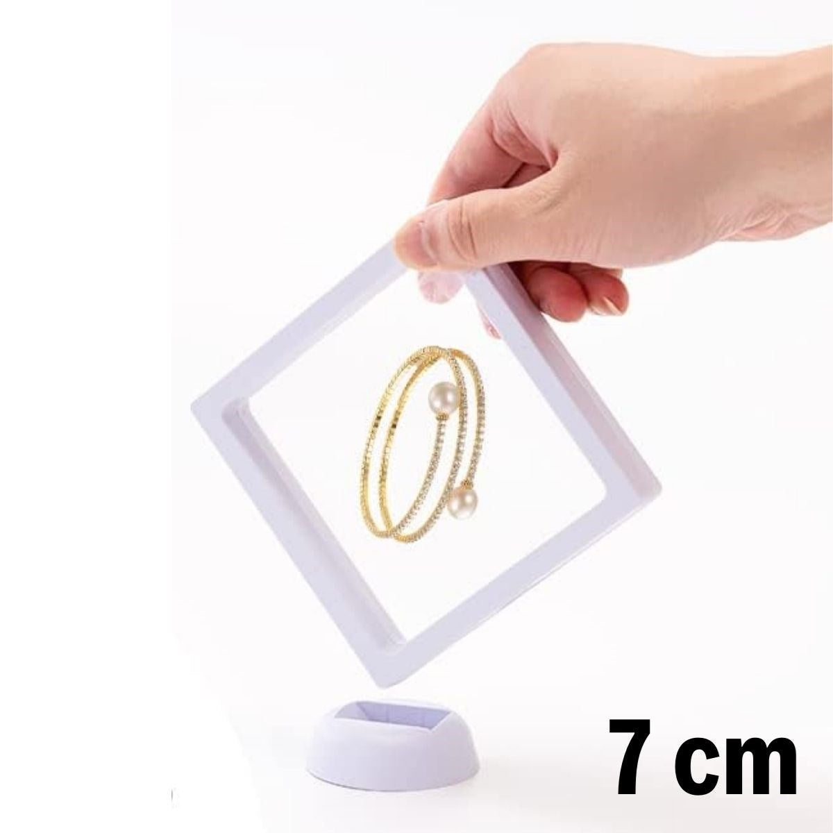7x7 cm Standlı 3D Takı Ziynet Hatıra Koleksiyon Saklama Kutusu Şeffaf Film Çerçevesi (5286)