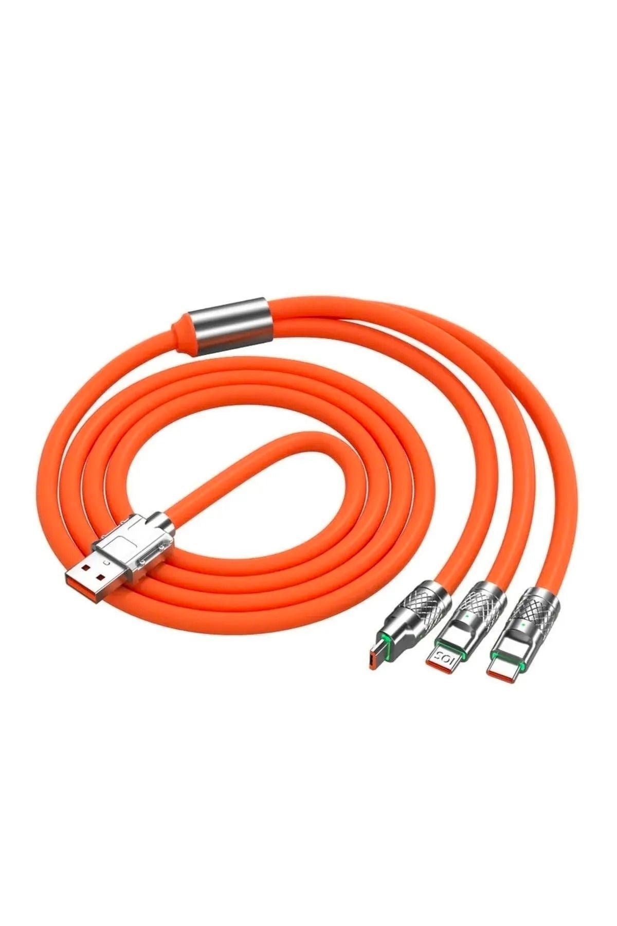 ANKAVERSE® 3 in 1 Type-C + Micro Usb + Lightning Hızlı Şarj Kablosu Silikon Kablo 1 Metre Opp Ambalaj