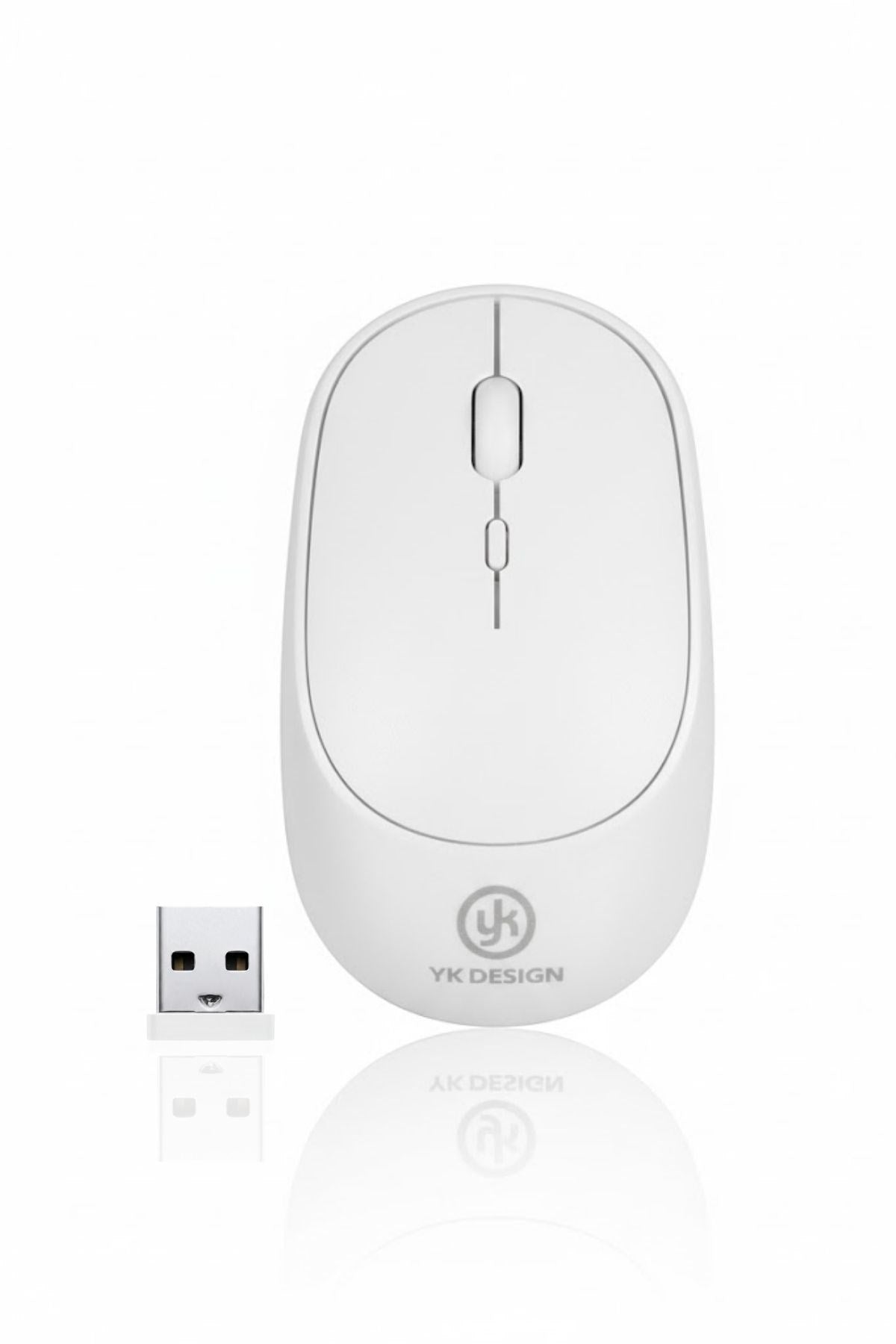 ANKAVERSE® Beyaz Renkli Ergonomik Sessiz Kablosuz Mouse – USB Alıcılı, Ofis ve Oyun İçin Konforlu Bilgisayar Faresi MS6310