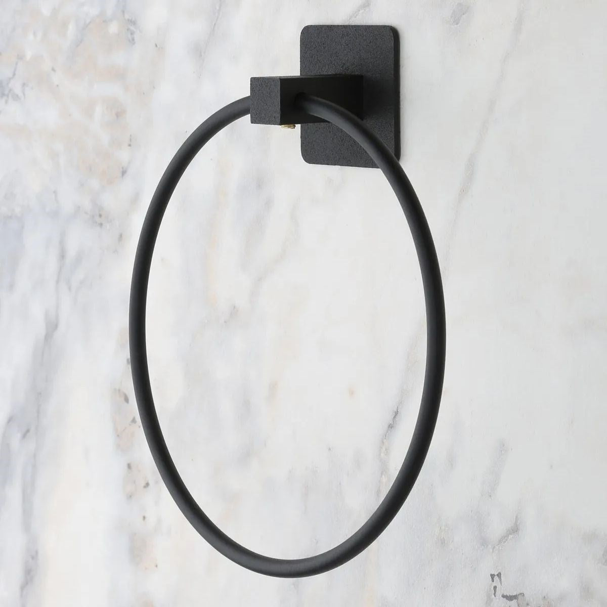 ANKAVERSE® Kendiliğinden Yapışkanlı Siyah Paslanmaz Metal Yuvarlak Havluluk