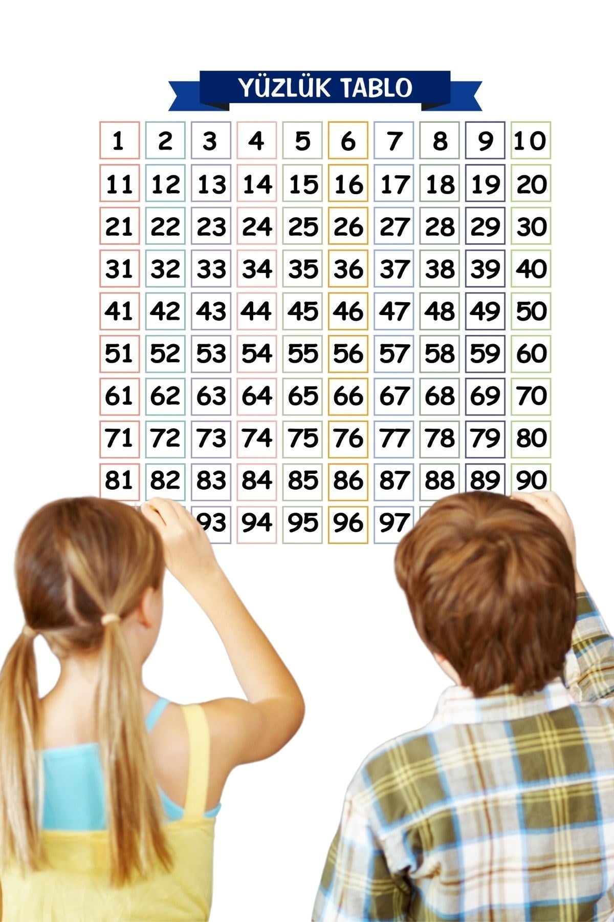ANKAVERSE® Matematik Öğreten Yüzlük Tablo Duvarda İz Bırakmaz Akıllı Kağıt Yapışkansız Statik  60x60 cm
