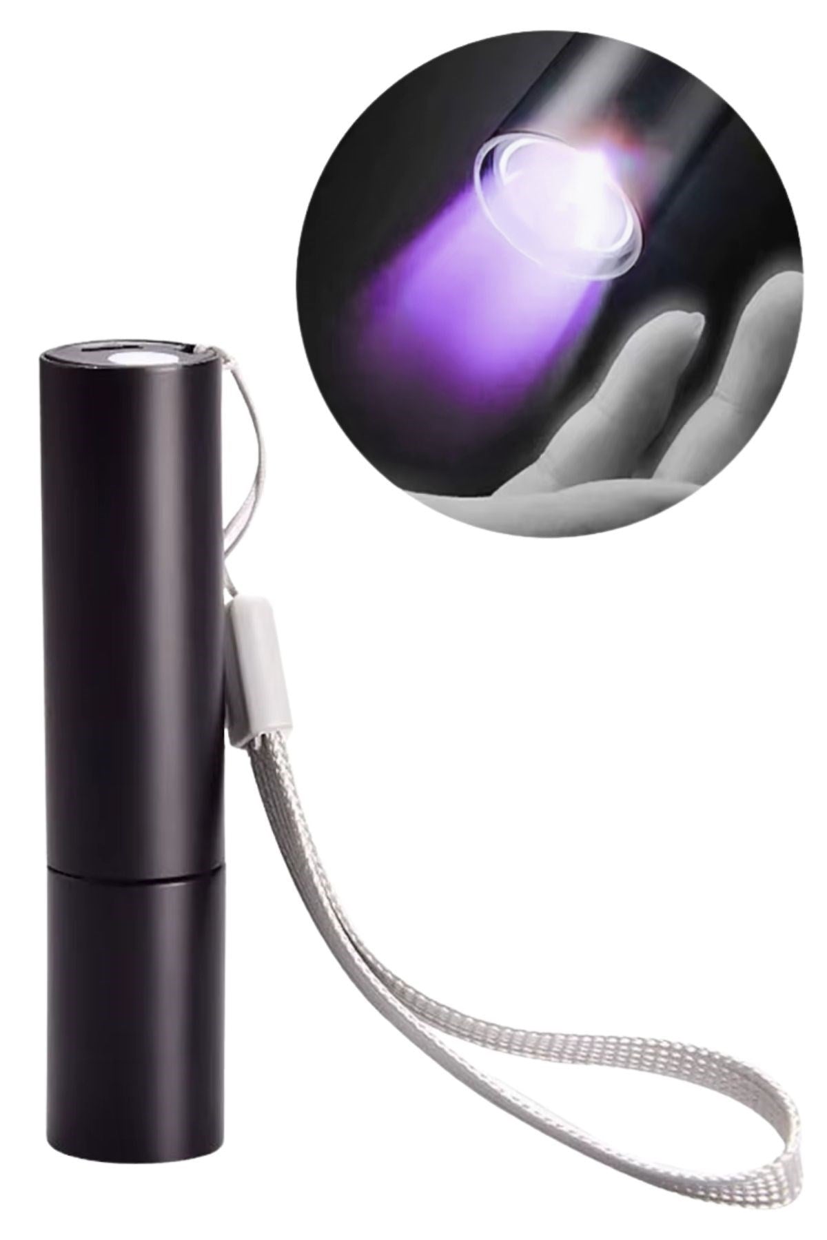 ANKAVERSE® Mini Cep Boy USB İle Şarj Olan Oje Kurutucu Sahte Para Kontol LED UV Mor Işık El Feneri