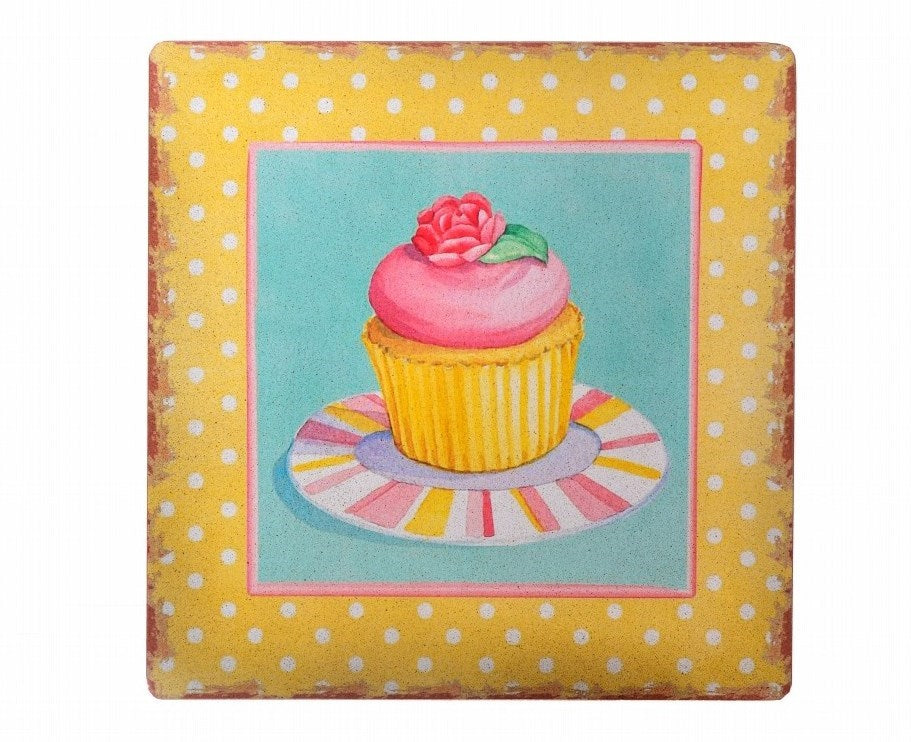 ANKAVERSE® Decotown Cupcake Muffin Ahşap Duvar Panosu 40x40 cm