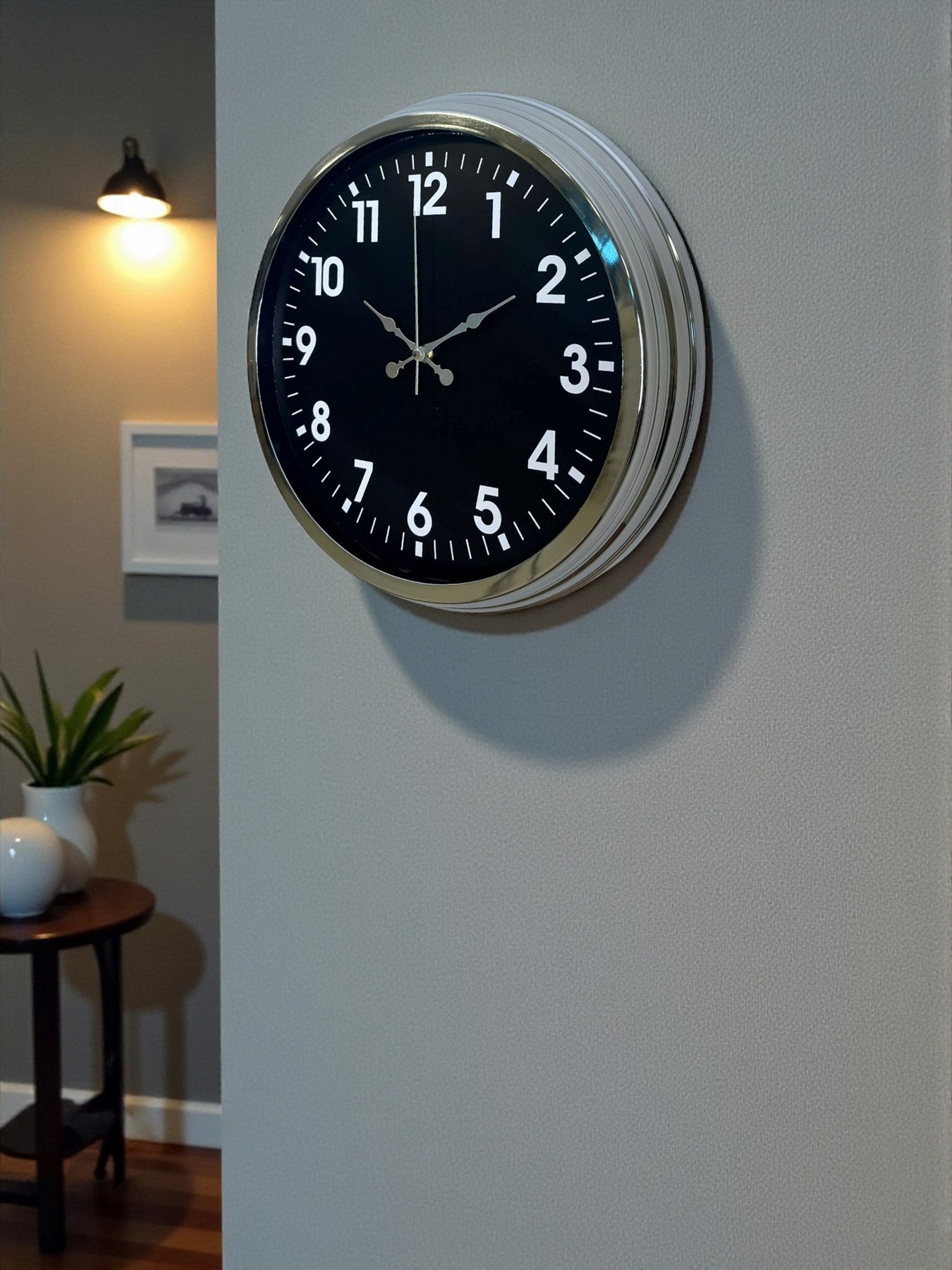 Zentime Modern 40 Cm Metal Krom Standart Duvar Saati
