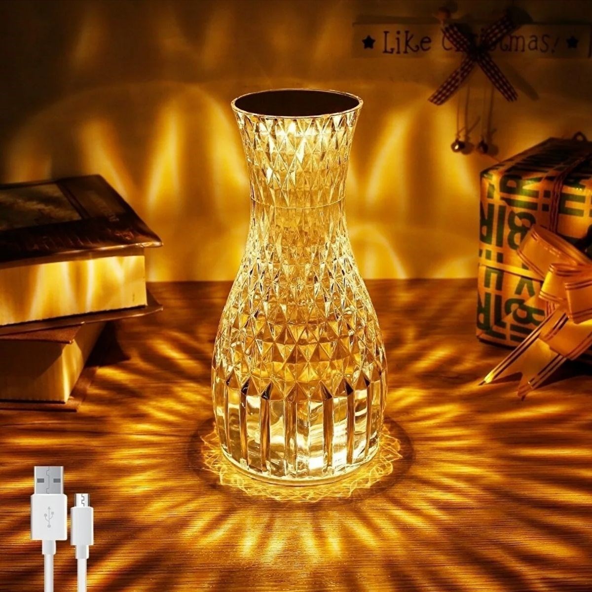 ANKAVERSE® Kristal Sürahi LED Lamba - USB Şarjlı, 16 Işık Modu