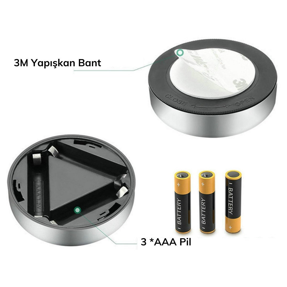 ANKAVERSE® Kablosuz Dokunmatik LED Dolap Lambası (3 LED'li)